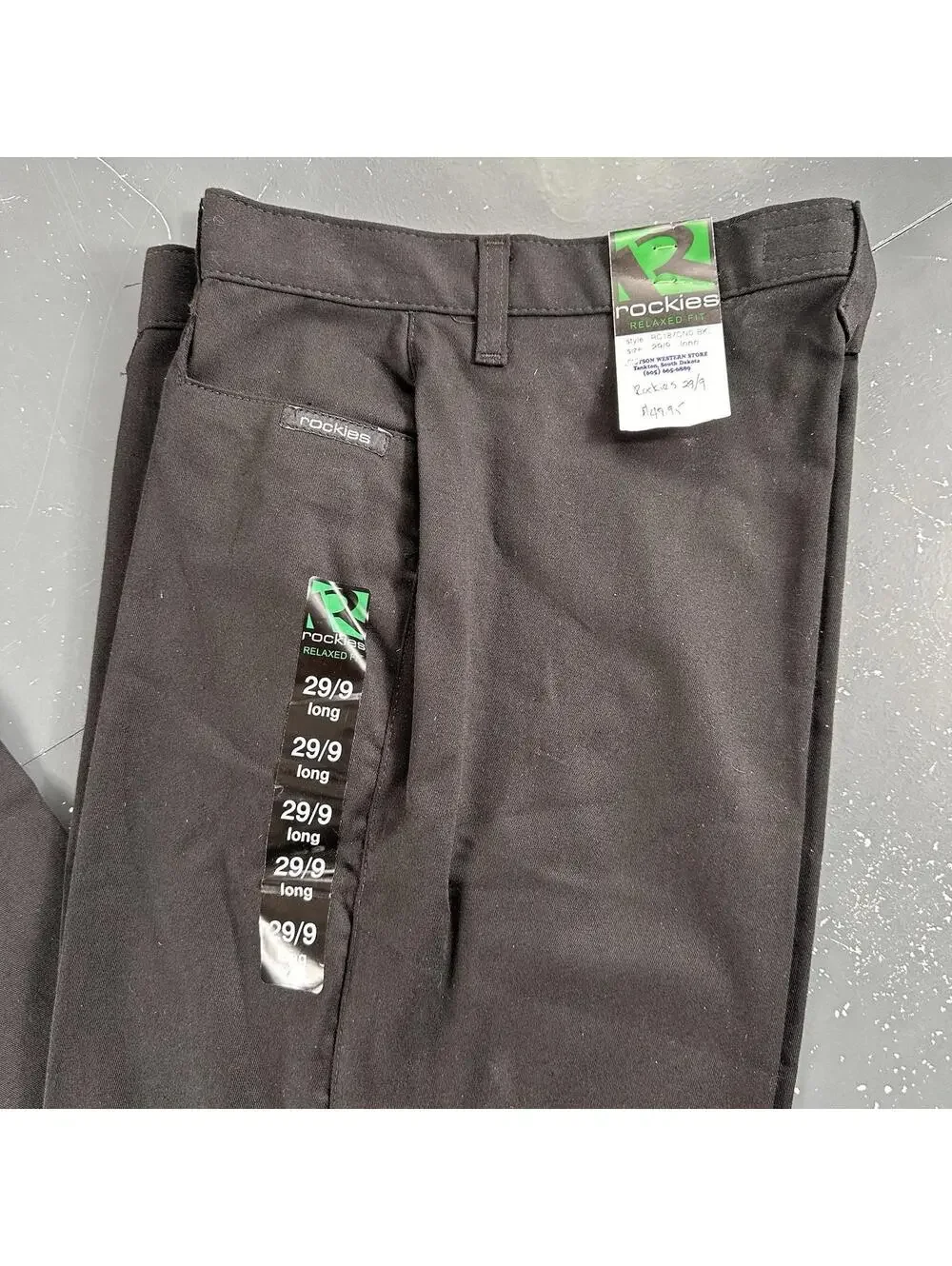VTG Rockies Pants Women 29/9 Black Stretch Twill No Pocket 29x32 Inseam NWT USA - Picture 9 of 9